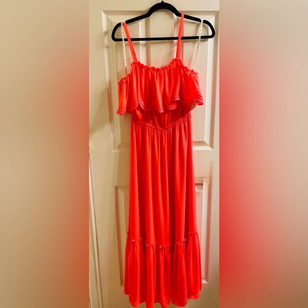 Lilly Pulitzer Adia maxi dress in love potion pink with eyelet detail - Like New